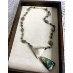 Handmade VTG Green Agate & Picture Jasper Native American Sterling Silver Necklace Photo 5