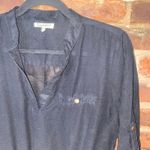 Mileage  Black Sheer 3/4 Roll Tab Sleeve Cinched Tie Waist Blouse Women's Large Photo 1