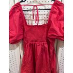 Draper James  Red Square Neck Puff Sleeve Smocked Babydoll Dress Size L Photo 5