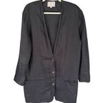 T3 90s VTG LStudio Women's Button Front 100% Linen Blazer Jacket Black Size 8/La Photo 0