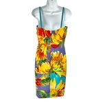 David Meister  Yellow Blue Purple Sunflowers Floral Sheath Sleeveless Dress sz 4 Photo 4
