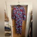 ZARA Satin Blue Chain Print Dress in Burgundy - size S Photo 3