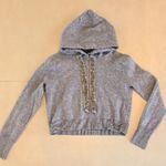 ZARA  Gray Hodded Sweatshirt With Beaded Strings Photo 2