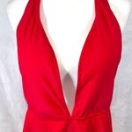 Red sexy plunging low cut wrap tie back one piece skirt swimsuit size XL NWOT Photo 4