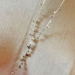 Silver tone green rhinestone Y necklace Photo 4