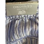 Chico's Linen Capri Pants Size 3 (16) Blue White Striped Button Accents Coastal Photo 4