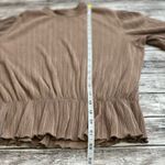 Pull & Bear  Women's Accordion Pleat Blouse XL Extra Large Tan Beige Light Brown Photo 13