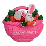 Vintage Happy Easter Bunny Carrot Basket Pin Brooch Holiday Spring Jewelry‎ Pink Photo 2