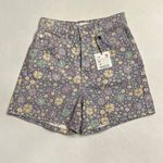 ZARA  Purple Floral Jean Shorts, Denim, Button Front, NWT, Size 2 Photo 1