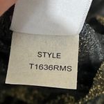 Laila Jayde (XS) Shimmer Stripe Collar Long Sleeve High Low Metallic Knit Top Black Photo 7