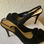 Kate Spade : Black Suede Open Toe Heels- Floral Accent- 7 Photo 11