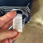 Market & Spruce Navy Blue and White Striped V-Neck lightweight Sweater Photo 5