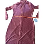 Nordstrom New Dual Nature Keyhole Rib Velour Dress Mock Neck Mini Mauve Medium o Photo 7