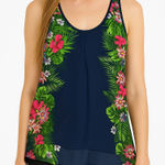 Candie's Blue Floral Flowy Tropical Tank Top Photo 0