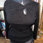 Reba black keyhole bejeweled basic minimalist S sweater Photo 0