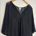 Soma  Black Sheer Coverup Lace Dress V Neck Tassel Tie Vacation Tunic Large Photo 1