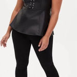 Torrid  Black Faux Leather Lace-Up Peplum Top Plus Size‎ 1X Photo 0