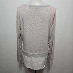 White House | Black Market Beige Lace-Up Poplin Hem Sweatshirt Size Medium Photo 4