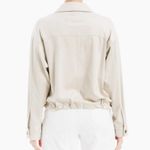 Max Studio  Vicuna Faux Suede Bomber Jacket Soft Button Up Oyster Beige Small New Photo 2