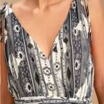 #306 LULUS Mystical Moment Gray Print Maxi Dress Black Size L Photo 3