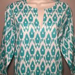 Gretchen Scott Teal White Ikat Cotton Coverup Dress Medium Photo 2