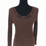 70’s Vintage Wenjilli Brown Metallic Knit Long Sleeve Maxi Dress Size M Photo 1