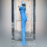 Love 83 Stretch Denim Strapless Corset Flare Bell Bottom Jumpsuit~M~ Photo 2