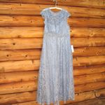 Mac Duggal 79430 Womens Blue Embroidered Cap Sleeve A Line Gown Photo 6