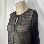 Forever 21 💋 Black Sheer Lattice Crosshatch Lace Bodysuit Long Sleeves Key Hole Photo 6