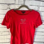 Carolyn Taylor Red Fitted Short Sleeve T-Shirt Freedom Heart Graphic Top SZ M Photo 4