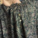 Democracy NWOT Paisley Print Metallic Long Slevees Elasticized Blouse Size 2X Photo 8