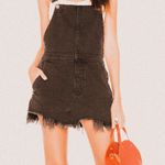 Free People  Black Distressed Overall Mini Dress – Indie Grunge sz 4 Photo 0