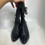 Acme black leather fringe western cowboy boots women's size 7.5 trendy festival Photo 1