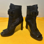 Karl Lagerfeld  Black Blayze Embellished Strap Peep Toe Shooties Women size 7.5 Photo 0