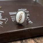 Vintage 1970s White Rhinestone Adjustable Boho Ring Stainless Steel Photo 6