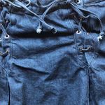 Free People Anthropologie Denim Blue Jean Mini Skirt Size 12 A line flare Photo 4