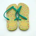 Havaianas  Womens Flip Flop Sandals Rubber Floral Green Yellow Pink Size 6 Photo 2