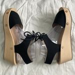 Sedette Sandal Co. Black Canvas & Wood Platform Wedge Retro Sandals Size 9.5 Photo 9