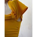 Y2K Womens yellow dress S gala festive party NYE slinky bodycon fitted sultry Photo 10