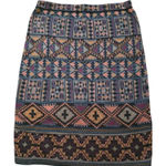 Peruvian Connection  Midi Pencil Skirt Women Size XS Multicolor Pima Cotton Aztec Photo 0