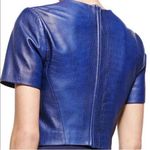 Zac Posen  Croc Embossed Leather Crop Top‎ Blouse Sz 8 NWT $990 MSRP Photo 1