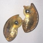 Angel Brand Vintage Black Enamel and Gold Tone Rhinestone Earrings Photo 4