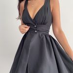 Vintage 60's crepe halter rockabilly grunge skater party dress, union made Black Size XS Photo 4