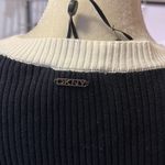 DKNY designer sweater long sleeve round neck new with tag white front black back Photo 4