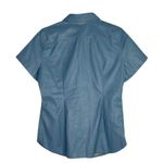 J.Crew  Slim Fit ShortSleeve Faux Leather Shirt Snap Button Down 4 Dusty Sea Blue Photo 10