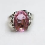 Source Unknown Stunning Pink Oval Crystal Silver Tone Size 13 1/2 Statement Glam Cocktail Ring Photo 1