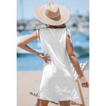 Cupshe  White Sleeveless Scoop Neck Jersey Eyelet Mini Cover Up  SMALL Photo 1
