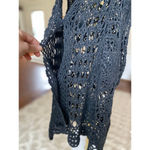 Source Unknown Black Open Crochet Knit Vest Layering Festival Boho Hippie Summer Beach Cowgirl Photo 5