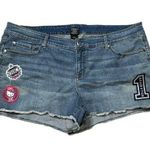 Sanrio  Hello Kitty Plus Size Denim Shorts Y2K Style 22 Pink Kitty Patches Photo 0