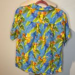 Roller Rabbit  Blue 100% linen Floral Button Down Shirt Photo 3